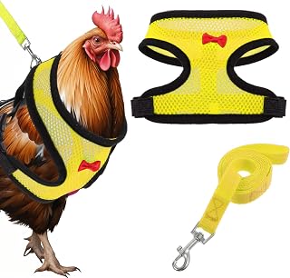 Upgraded Chicken Harness Leash, Chicken Leashes and Harnesses for Geese, Ducks, Geese, and Small Pets(Yellow)