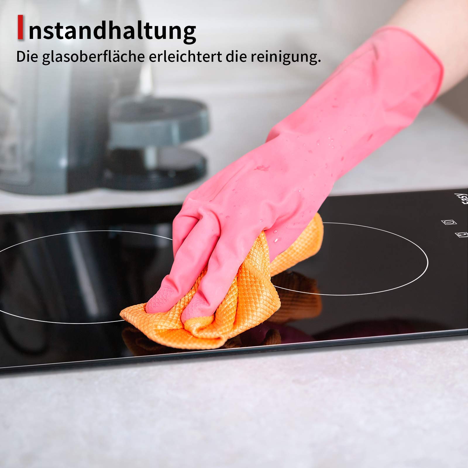 Table de Cuisson Vitrocéramique 2 Feux Encastrable 3000W, 9 Niveaux de Chauffage, Commande Tactile & Minuterie,Double Zone de Cuisson 29.5 cm, Idéale pour Cuisine Moderne - 3