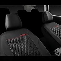 Vista 7 de CAR PASS Funda de asiento de cuero acolchada para dos asientos delanteros, universal, impermeable, de lujo, de PU premium, de vinilo