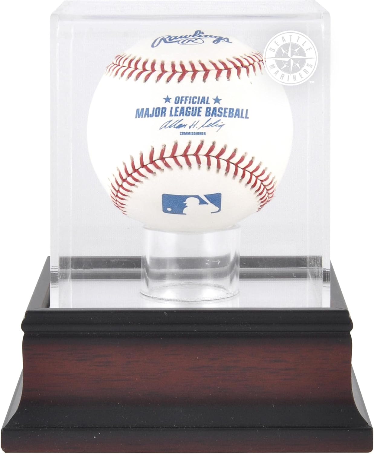 Seattle Mariners Mahogany Baseball Logo Display Case - Baseball Free Standing Display Cases ''Case Only''