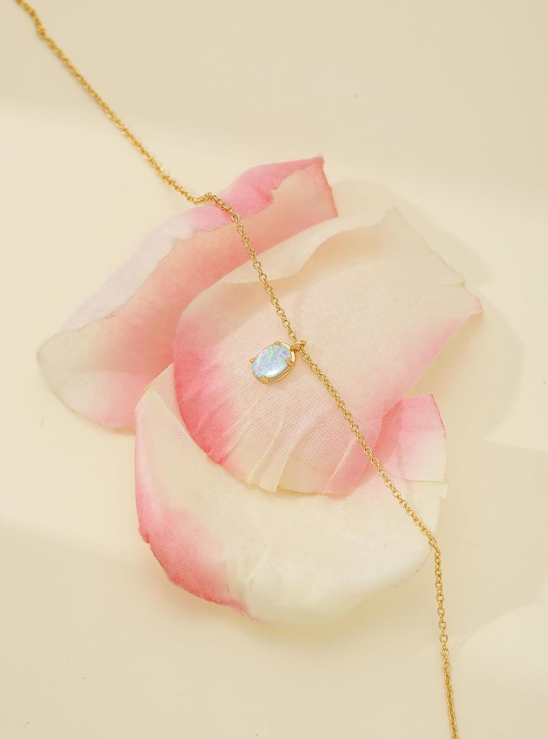 Pendant Necklace for Women Dainty Opal Necklace Non Tarnish Gifts for Her Mom Wife Friend 16"+2" Inches - Image 5