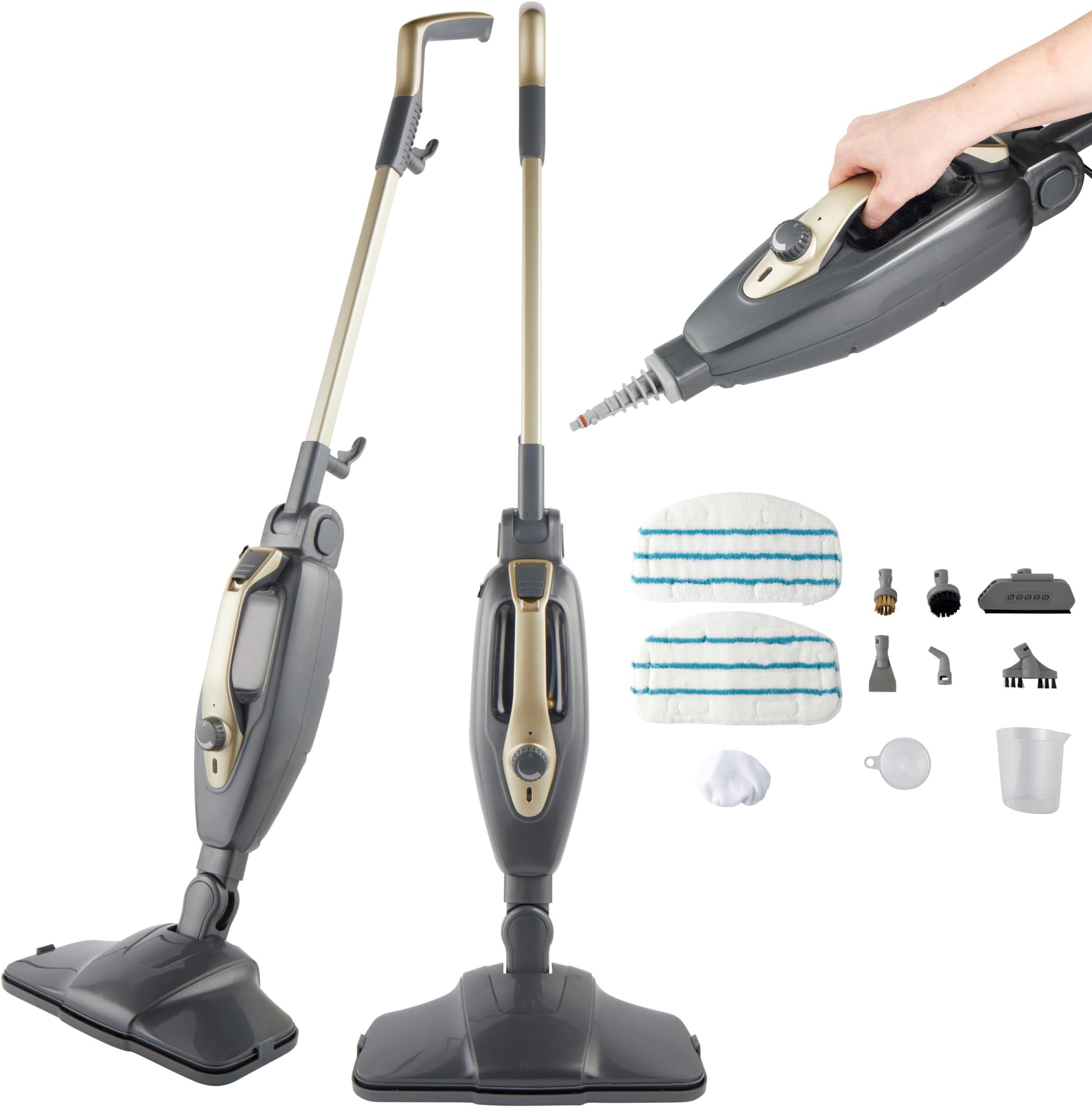 Beldray Titanium 14 in 1 Steam Cleaner – Multipurpose Steam Mop, 350ml, Flexi Hinge, Chemical-Free Steamer, Window Cleaner, Extra Nozzles & Mop Pads Included, Disinfect/Sanitise, 1300W, 15 mins Steam