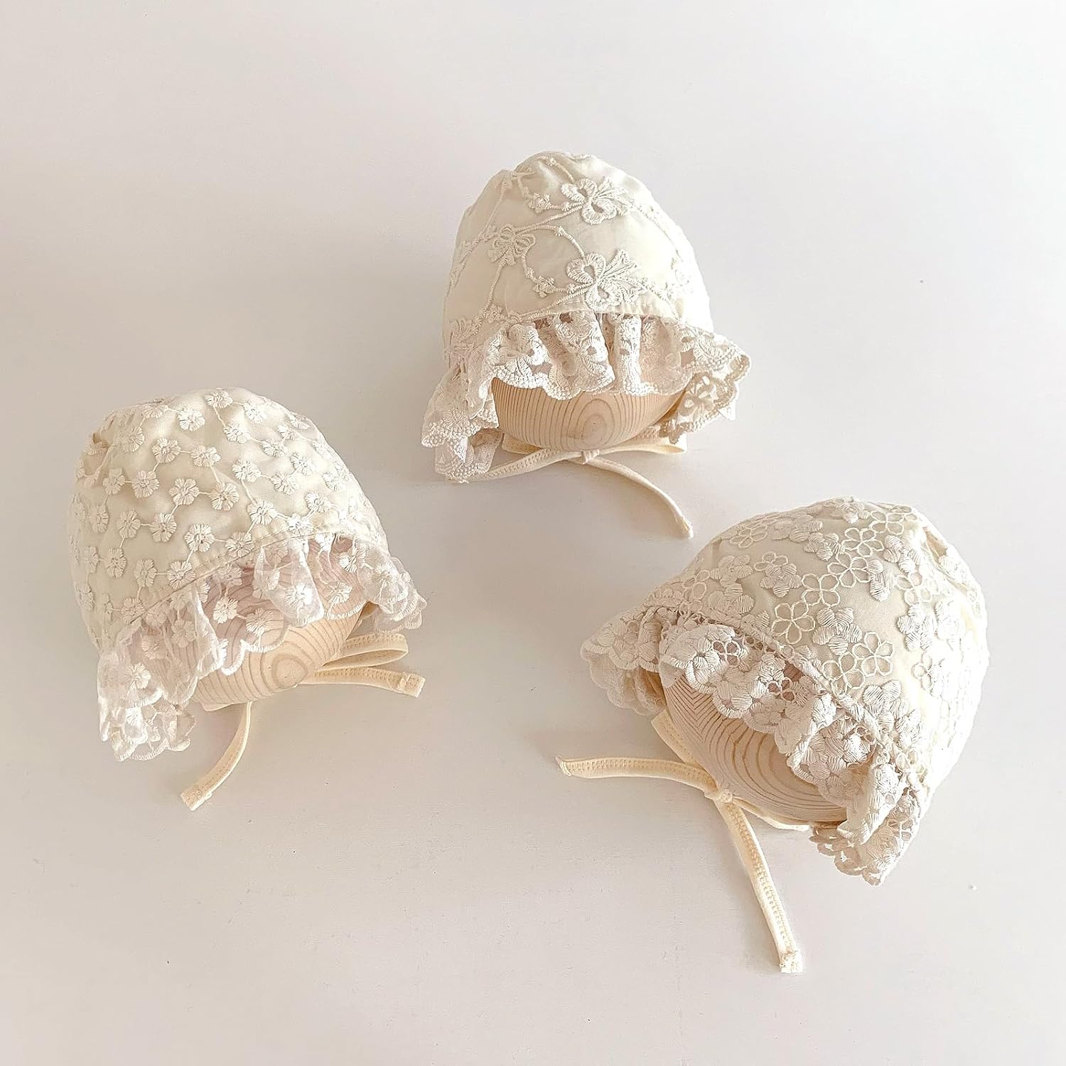 HOOLCHEAN Baby Girls Lace Cotton Bonnet Retro Style Embroidery 0-12M - Image 4