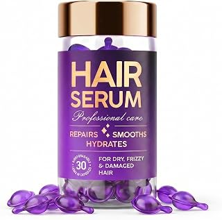 Grospe Hair Serum Capsules with Keratin and Argan Oil, 30 Count | Smooths Frizz and Softens Dry, Color-Treated Hair; Vitamin-Rich Formula with Heat Protection in One-Use Capsules