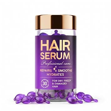 Grospe Hair Serum Capsules with Keratin and Argan Oil, 30 Count | Smooths Frizz and Softens Dry, Color-Treated Hair; Vitamin-Rich Formula with Heat Protection in One-Use Capsules