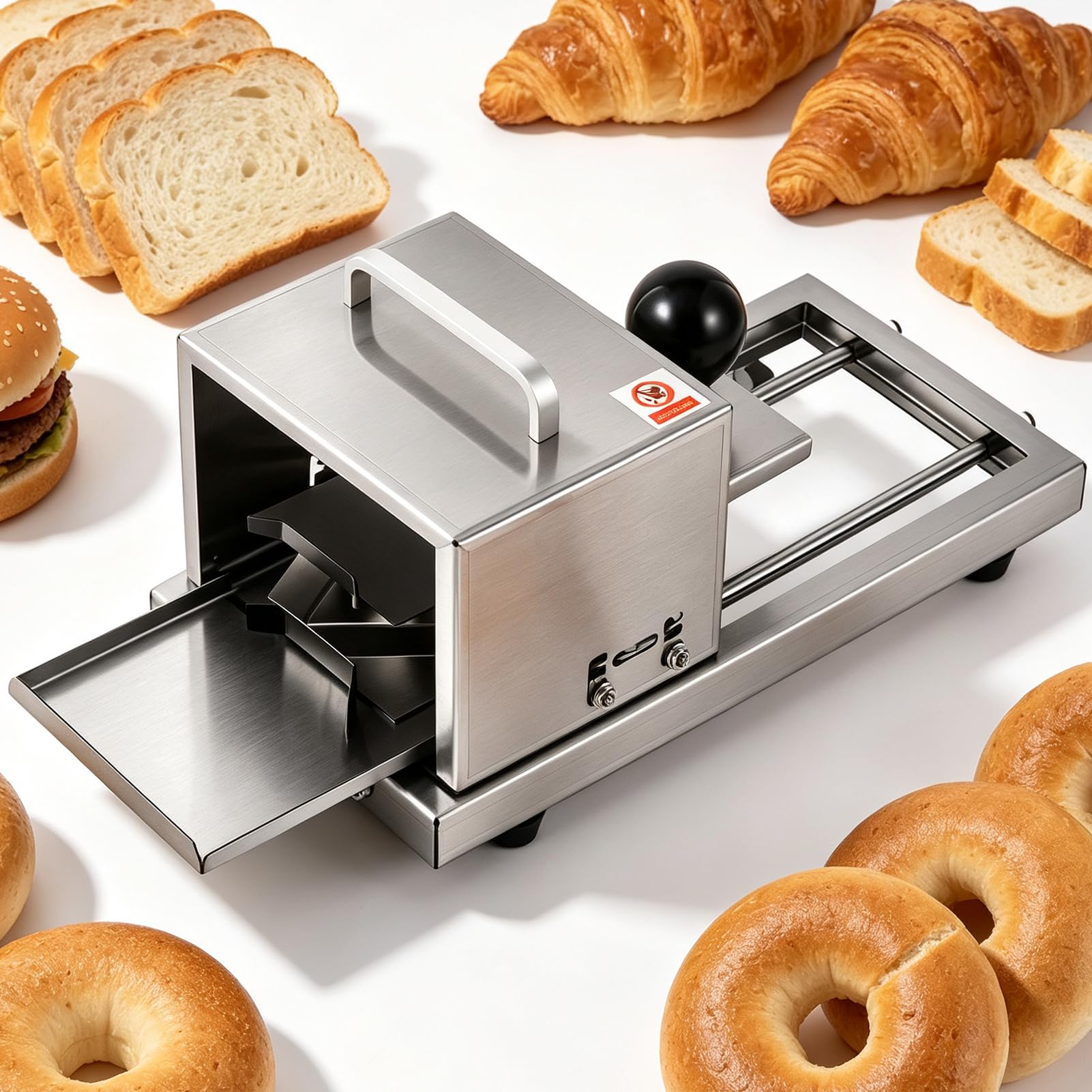 Cortador de pan y bagel comercial, cortador de hamburguesas y manual