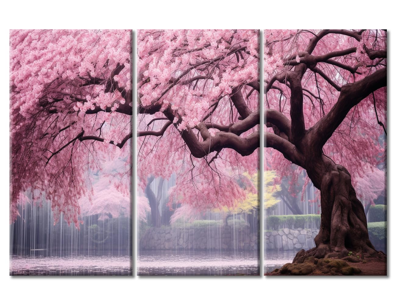 rose pink絵画3点 Amazon.com: 3 Pieces Pink Trees Wall Decor Painting Canvas Wall