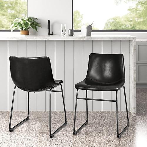 Miniatura 6 de LEMBERI Juego de 4 sillas de comedor de piel sintética, sillas de cocina y comedor de 18 pulgadas, sillas de comedor modernas de mediados de siglo