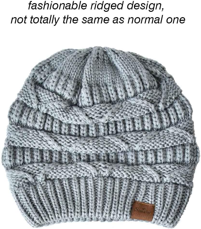 Somaler Knit Beanie Hat for Women Oversize Chunky Winter Slouchy Beanie Hats Ski Cap - Image 3