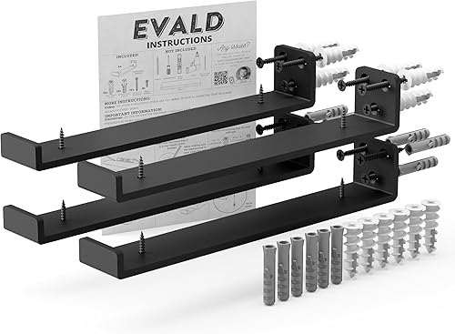 EVALD Soportes flotantes para estantes con borde  Soportes ocultos de acero al carbono negro de 10 pulgadas para pared, cocina, guardería, repisa