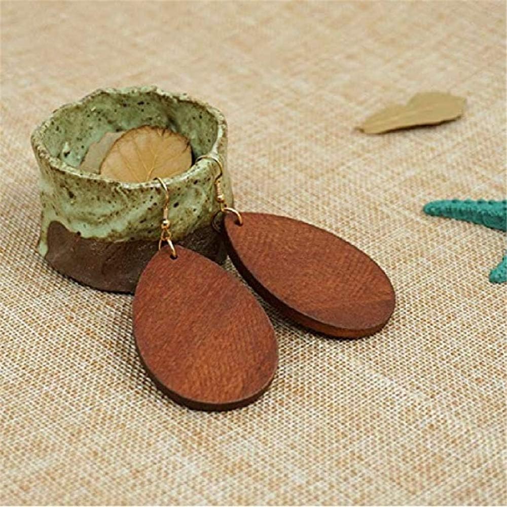 Wooden Hoop Earrings for Women Retro Black African Bohemian Wood Teardrop Geometric Lightweight Dangle Drop Earrings - Image 6