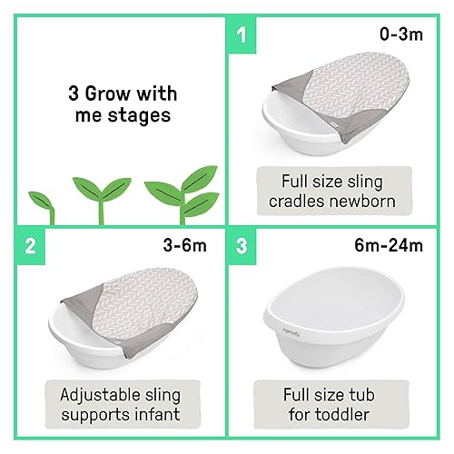 Miniatura 4 de Ingenuity Sylvi Full Comfort 3 en 1 Grow with Me - Bañera para bebé recién nacido a niño pequeño, eslinga de apoyo, incluye manoplas y libro