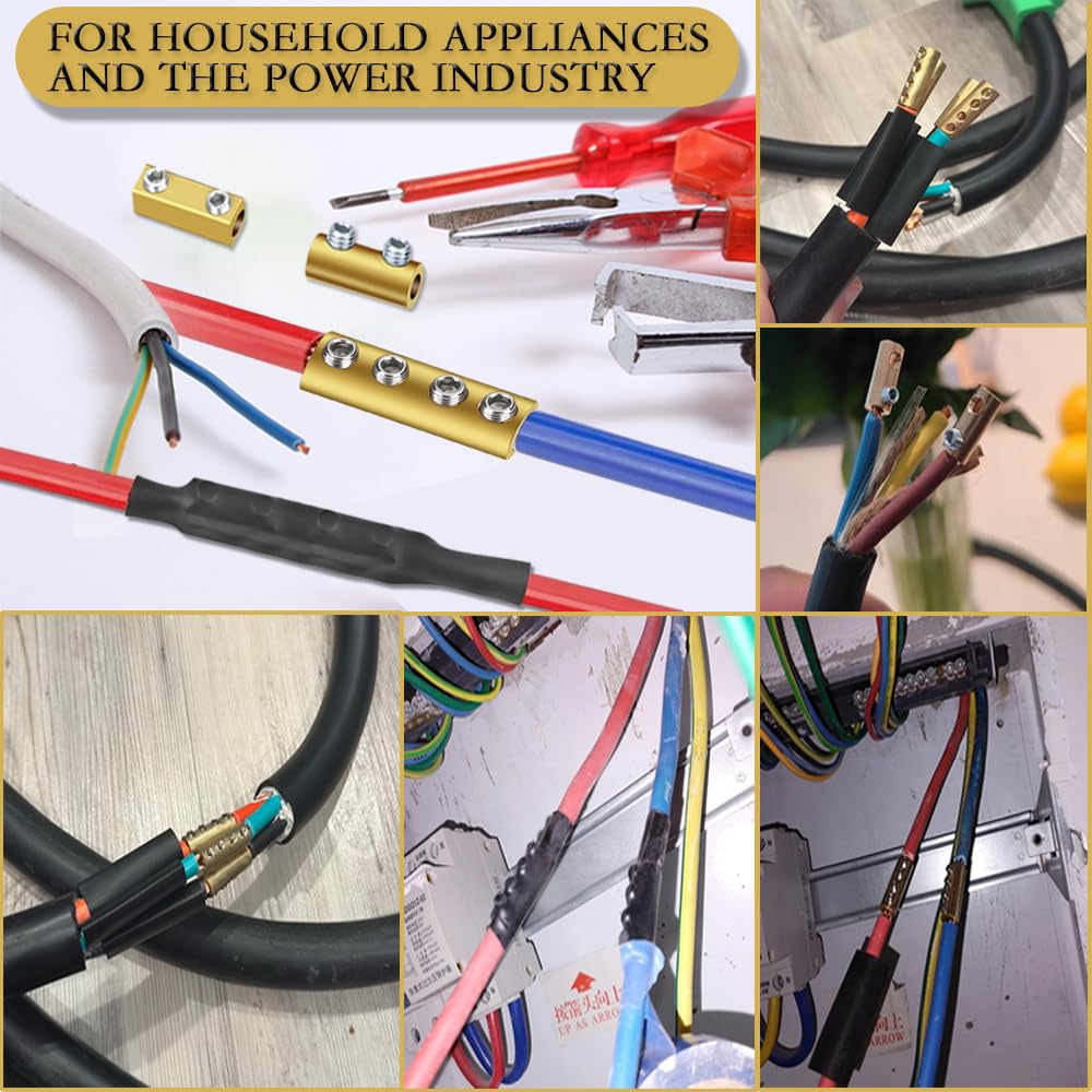 40pcs 6, 8, 10 AWG Wire Connectors, Quick Wiring Connection Terminal, Circuit Connector Wire Connector with 100 Screws, 40 Heat Shrink Tube & Wrench, for Household appliances and The Power Industry.