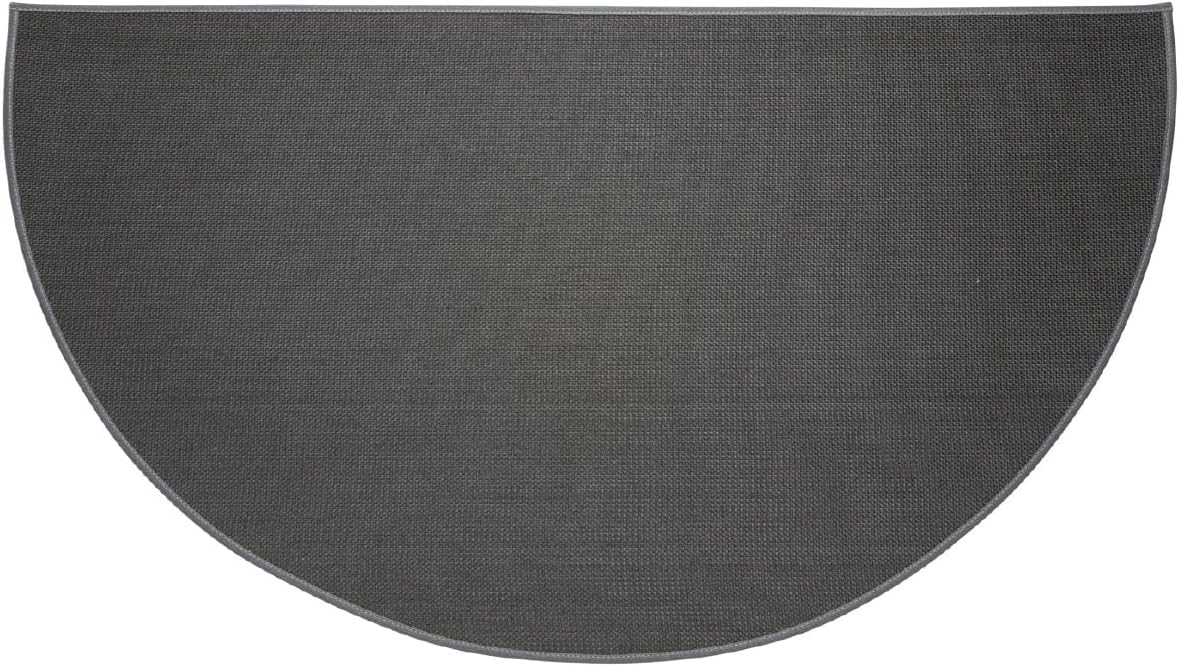 Plow & Hearth 27"x48" Half Round Fireproof Hearth Rug | Charcoal | Double Layer Fiberglass Fireplace Mat | Protect Home Décor Hardwood Floor and Carpet from Sparks and Embers Wood Stove 27x48 Charcoal