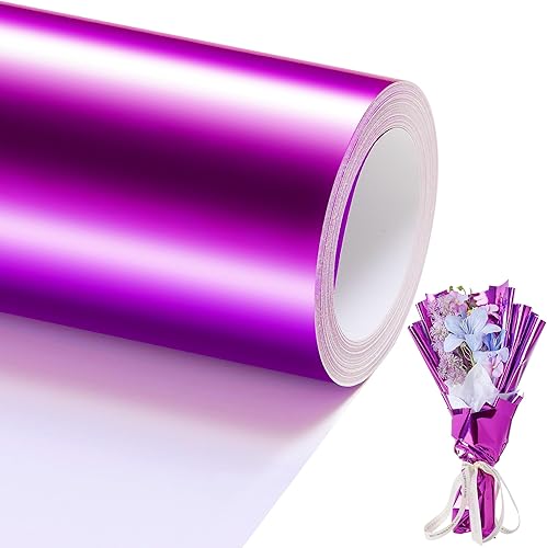 Rollo de Papel de Regalo Metálico Rojo Rosa - Rollo de Papel de Regalo Metálico de 17 Pulgadas X 49 Pies para Envolver Regalos, Papel de Color