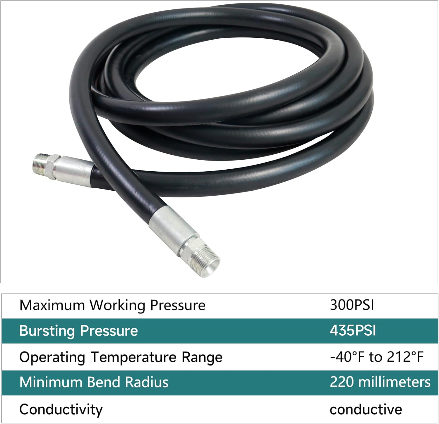 3/4 Inch x 20 Foot Fuel Transfer Hose with Dual NPT Threads Connecter Male Fittings Compatible with All Electric Fuel Pumps for Dispensing Diesel, Gasoline, Kerosene, Biodiesel