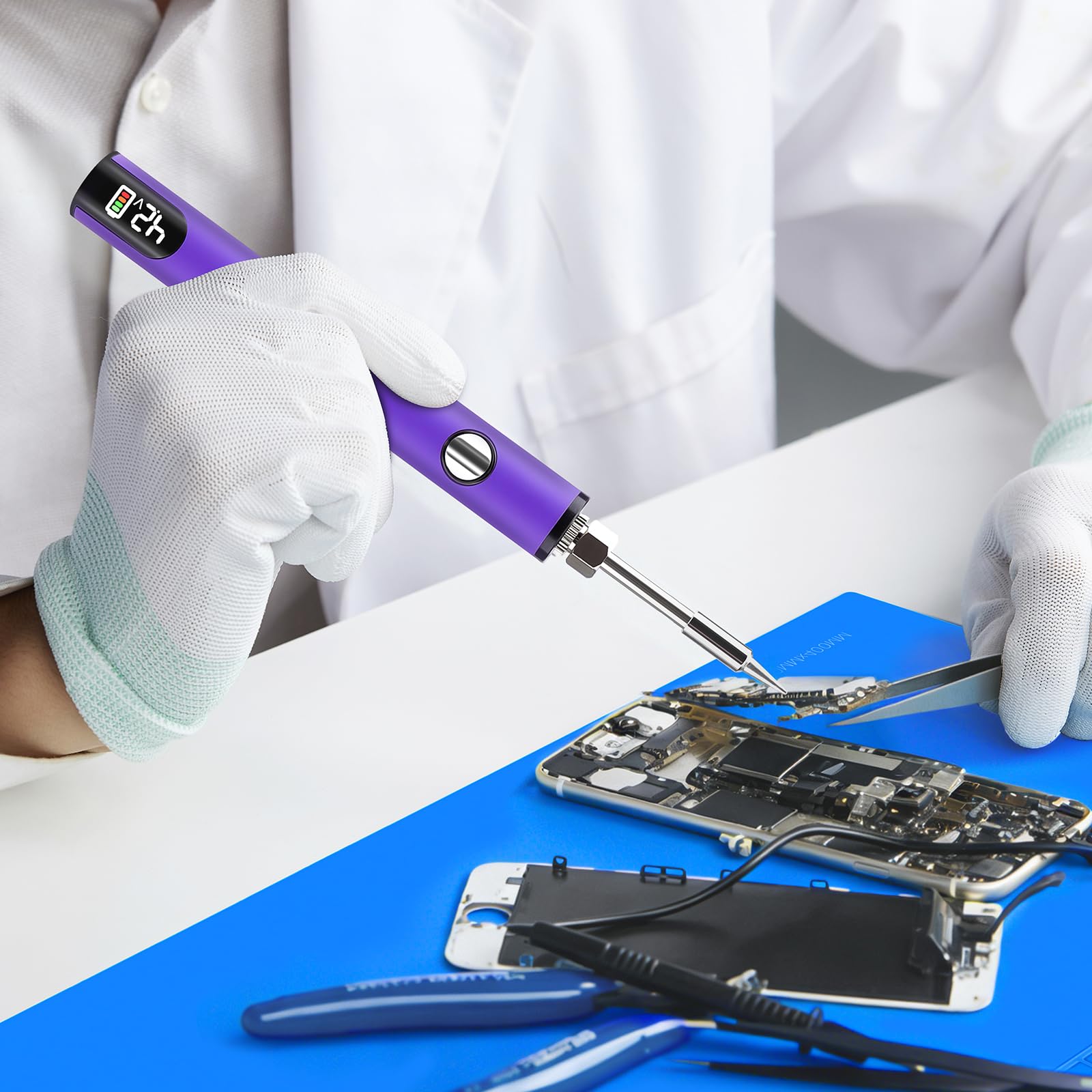 Penna a batteria a 510 fili, con penna per saldatura, kit di saldatore elettrico portatile, tensione regolabile, ricaricabile tramite USB, con batteria da 650 mAh per riparazioni elettroniche di