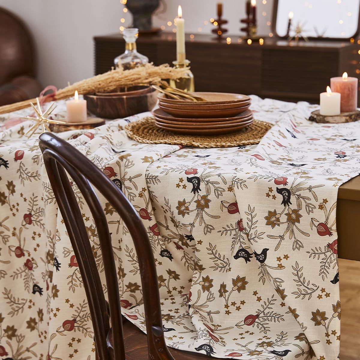 Coucke Mantel Estampado de Mestizo, granadas, 180 x 300 cm, Color Beige