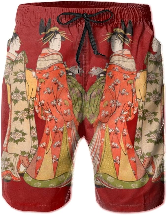 Beautiful Japanese Art Design Men's Shorts Trunks Casual Beach Quick