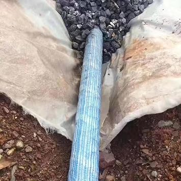 8" French Drain Pipe Perforated, 3 5 11 25 35 45 55 65 100 150 Ft Non Woven Fabric Flexible Drain Pipe Outdoor for Yard/Lawn/Patio/Landscape, Land Drainage PipeL 15ft/4.6m