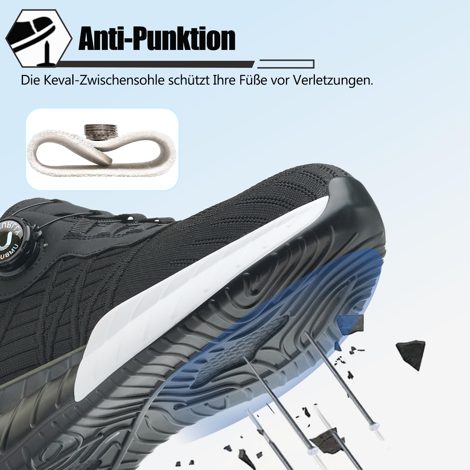 Zapatos de Seguridad Hombre Mujer Zapatillas de Trabajo Ligero Comodo Calzado de Seguridad con Punteras de Acero Transpirable Antideslizante 37-46EU
