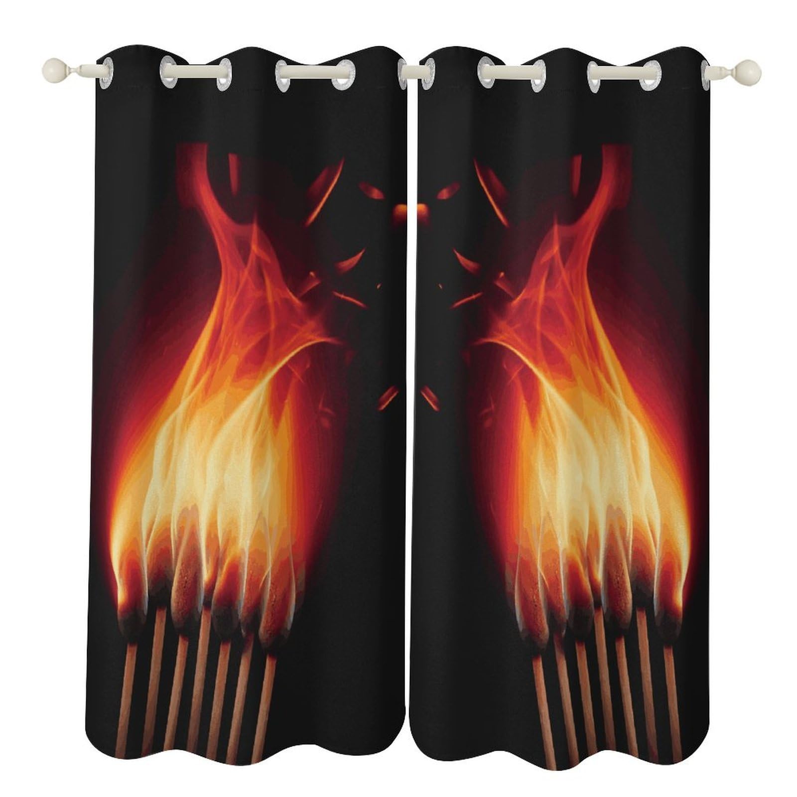 Rideaux occultants à œillets avec motifs flammes pour salon et chambre