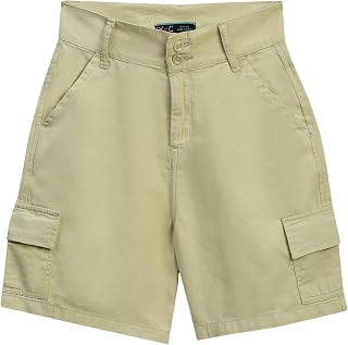 YOUNGnCOOL Girls Cargo Shorts | Stylish Casual Cargo Pocket Shorts for Girls | Comfortable Lightweight Everyday Wear Short... Price In India