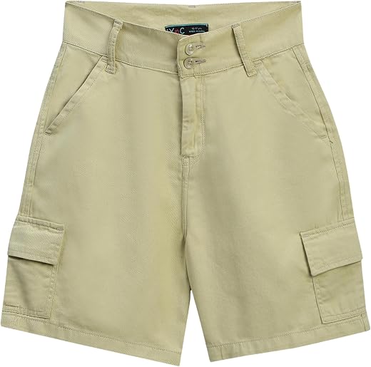 YOUNGnCOOL Girls Cargo Shorts | Stylish Casual Cargo Pocket Shorts for Girls | Comfortable Lightweight Everyday Wear Short...