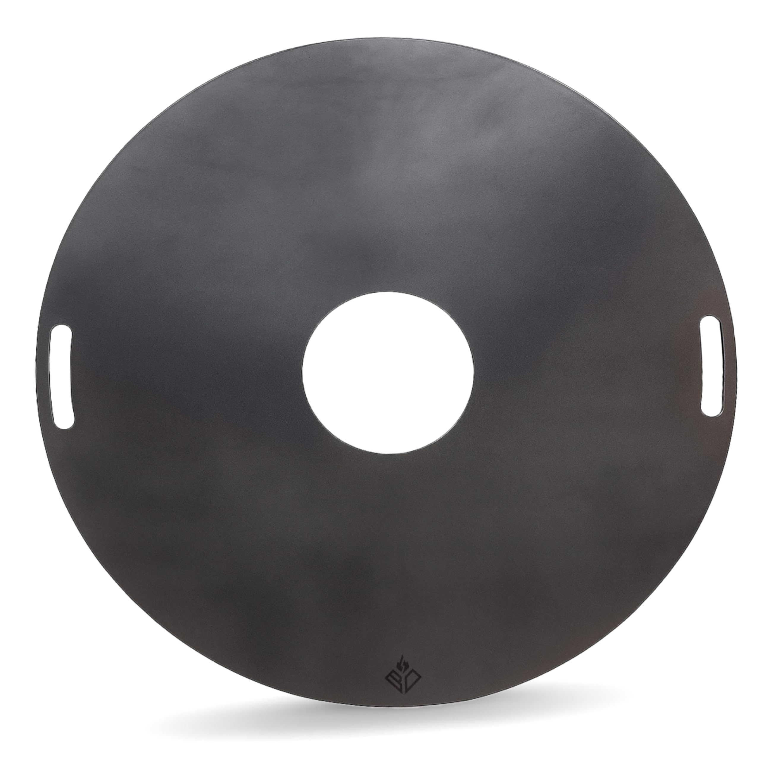 Feuerplatte für Feuertonne & Kugelgrill ⌀ 80cm (Made IN Europe) aus legiertem Stahl (6mm Stärke) - Grillplatte & Grillaufsatz (rund) mit Feuerloch & Handgriffe - BBQ Grillring