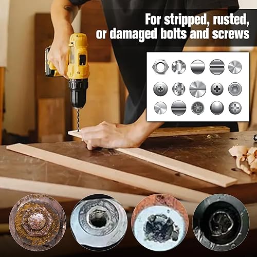 Miniatura 5 de Juego de 11 extractores de tornillos fáciles de sacar, kit de broca de mano izquierda con revestimiento de titanio y extractor de pernos con
