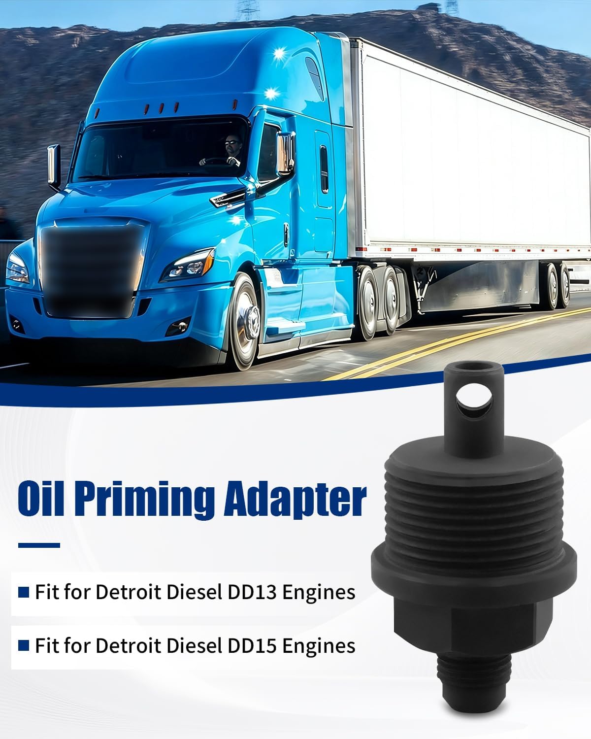 Oil Priming Adapter Fits for Detroit Diesel DD13 and DD15 Engines, M33 X 2.0 Threads, Replacement 6492-10