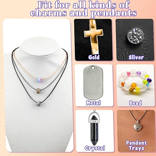 Miniatura 4 de Tudomro 100 piezas de collar de cuero encerado de 20 pulgadas a granel con cierre colorido collar pulsera cadenas cuerda cordón, poliéster, aleación