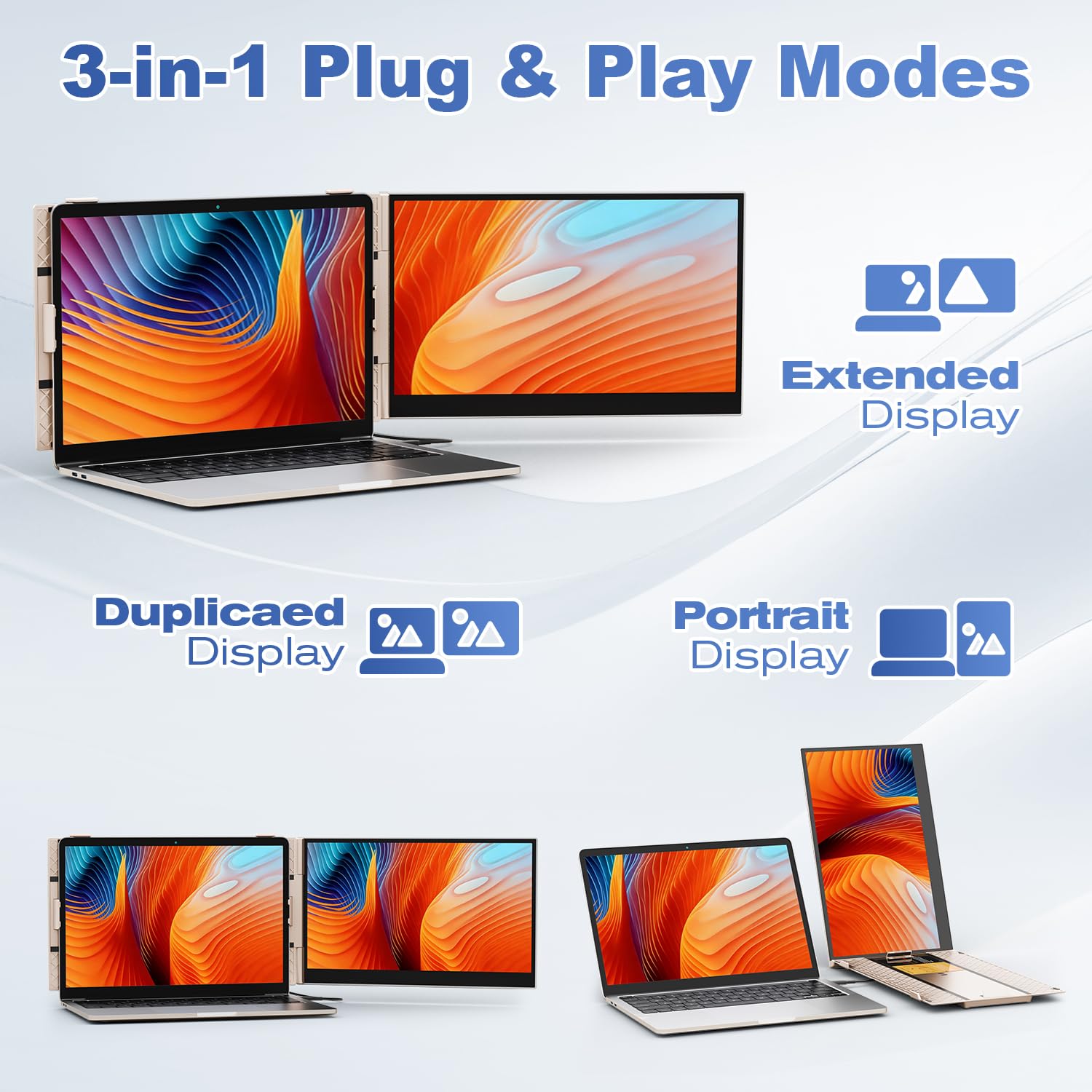 Teamgee Extensor de Pantalla para Laptop de 14.1 Pulgadas, Monitor portátil IPS FHD 1080P Compatible con portátiles de 13 a 17 Pulgadas” (Dual 14.1")