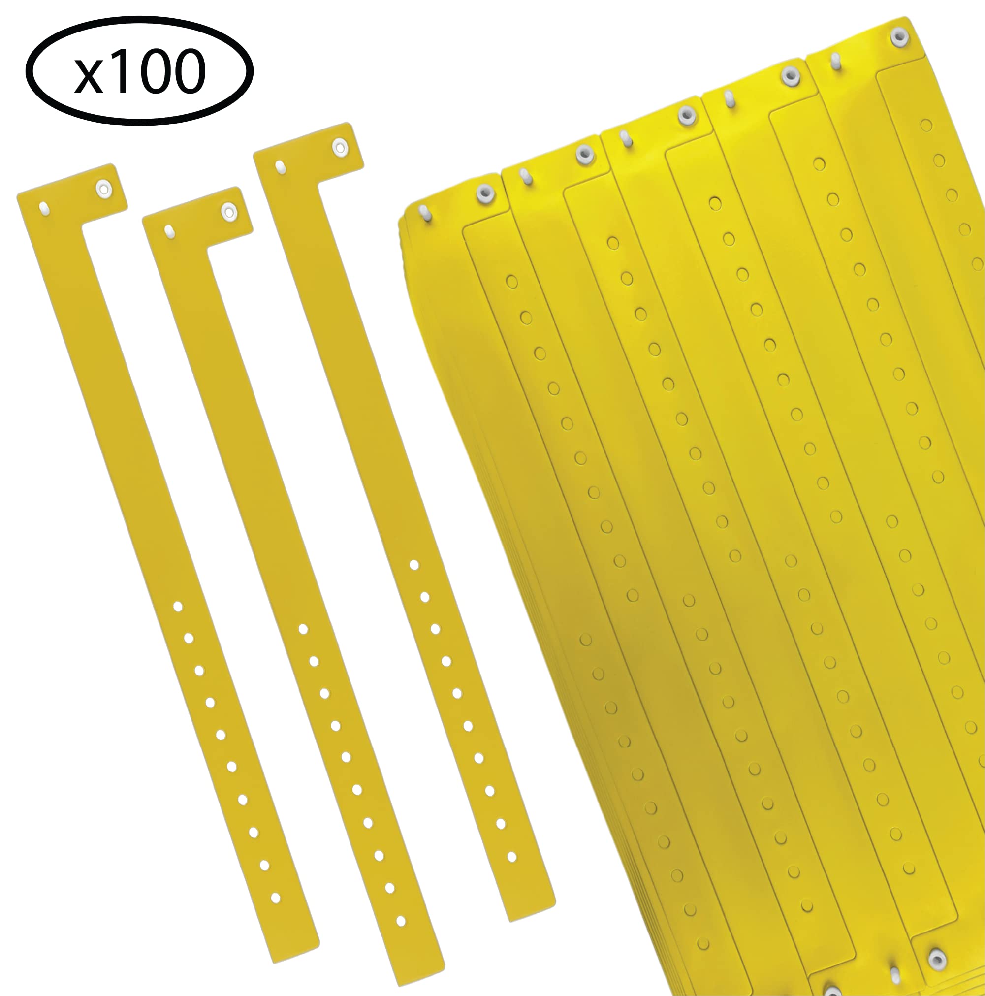 100 bracelets en vinyle jaune/plastique imperméable - Bracelet pour VIP pour les fêtes de piscine.