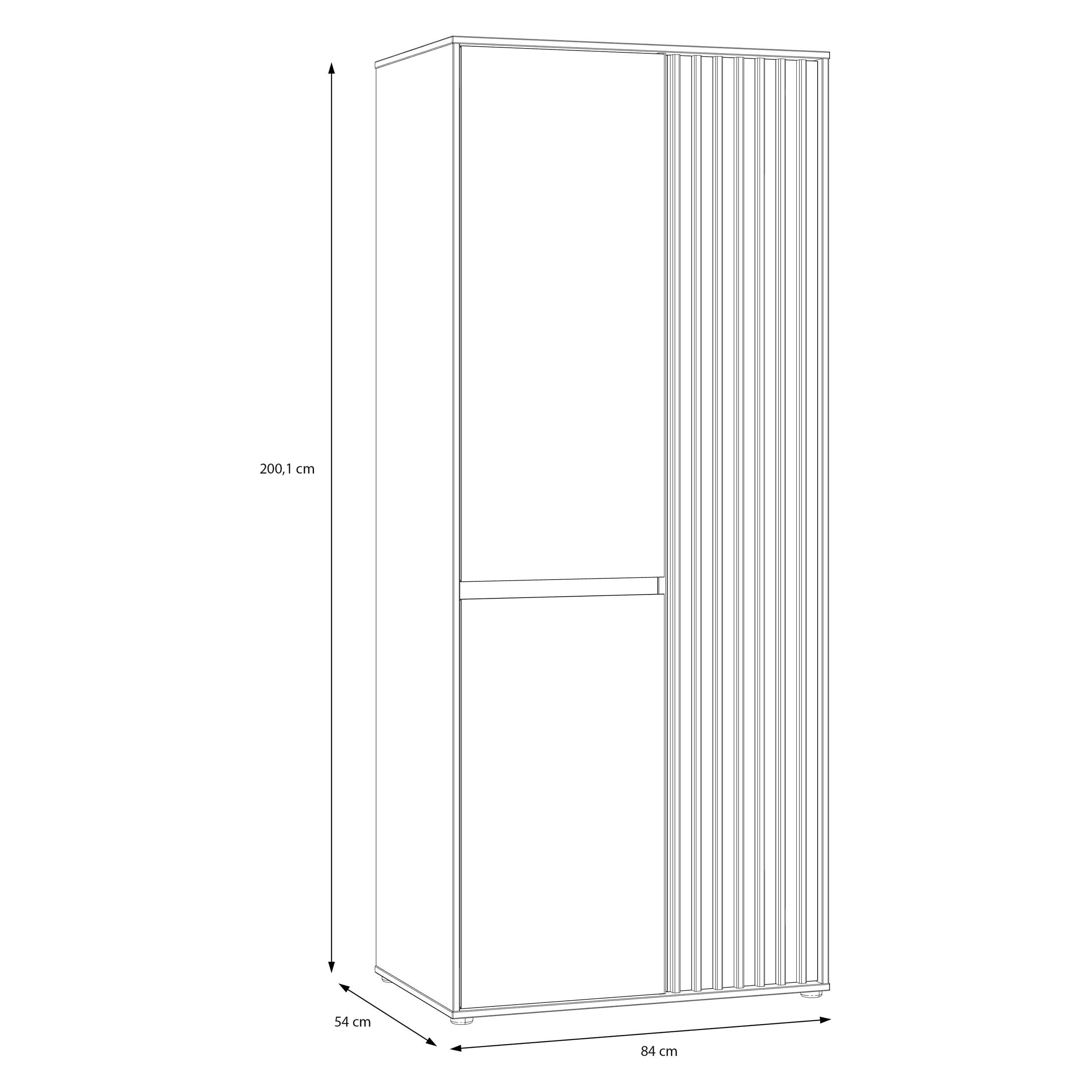 Forte ELISTON Kleiderschrank 80 90, moderner Kleiderschrank mit Lamellendesign, 2-türig, Holzwerkstoff, Schlafzimmer, Mauvella Eiche Holzdekor|Kashmir Beige, 84 cm breit x 200,1 cm hoch x 54 cm tief