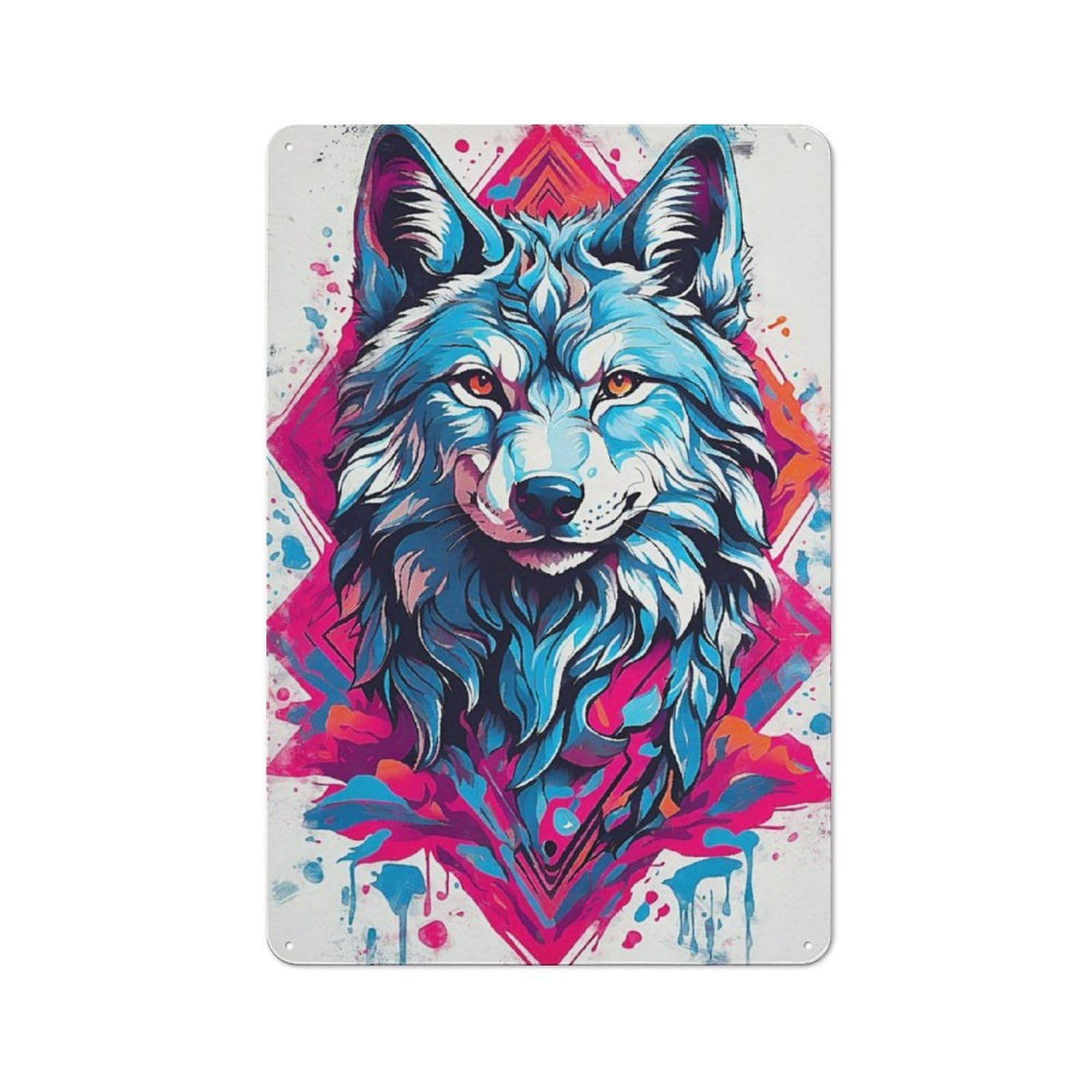 Junmoney Rainbow Howl Metal Plaque 30X20cm With For Pub Or Café, Rustic Decor, For Garage, Workshop And Man Cave Decoration