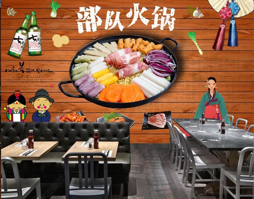 Papier peint photo 3D pour restaurant coréen et buffet de fondue
