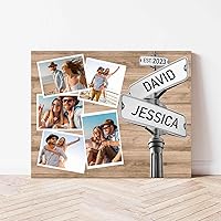 Vista 4 de CSWMZQZY Cartel de calle personalizado y 5 fotos de collage impreso en lienzo, nombre y fecha personalizados de Crossroads, regalo para la mejor