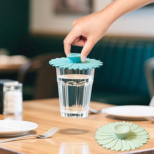 Miniatura 6 de Fundas de silicona para tazas de girasol, tapas de succión reutilizables de 4.1 pulgadas, sella y mantiene las bebidas calientesfrías, aptas para