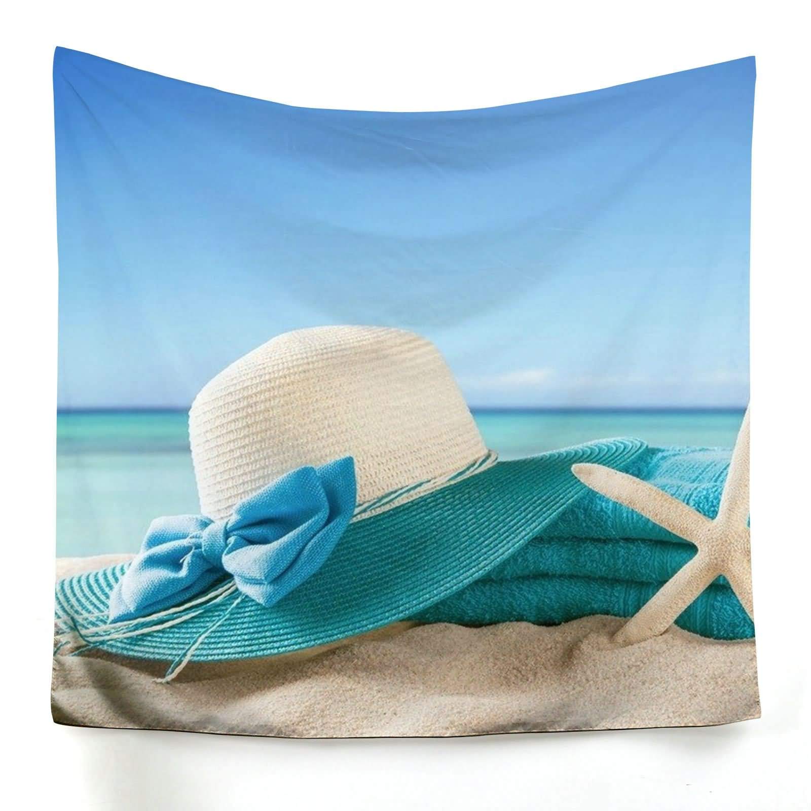 Tenture murale chapeau de plage grand format pour créer une ambiance estivale dans la chambre