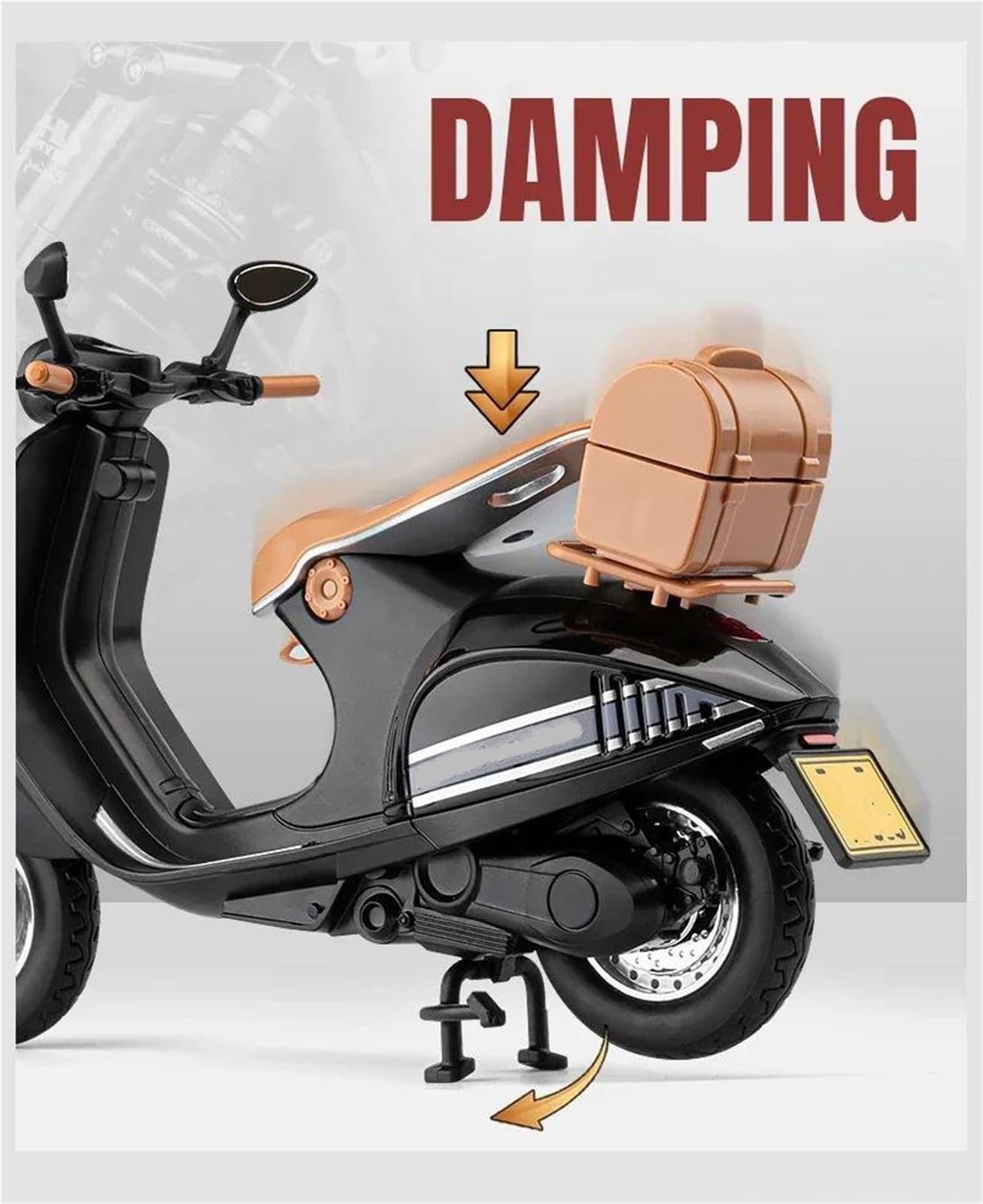 MAKUTU Modello di moto in scala Modellino Di Motocicletta Per Vespa 946 In Lega, Scala 1:12, Modello Retrò Da Strada, Con Luci E Suoni, Regalo(Black)