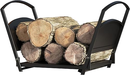 Miniatura 9 de Fire Beauty Estante de leña para leña, soporte de almacenamiento de madera de hierro para chimenea, contenedor de almacenamiento de troncos de alta