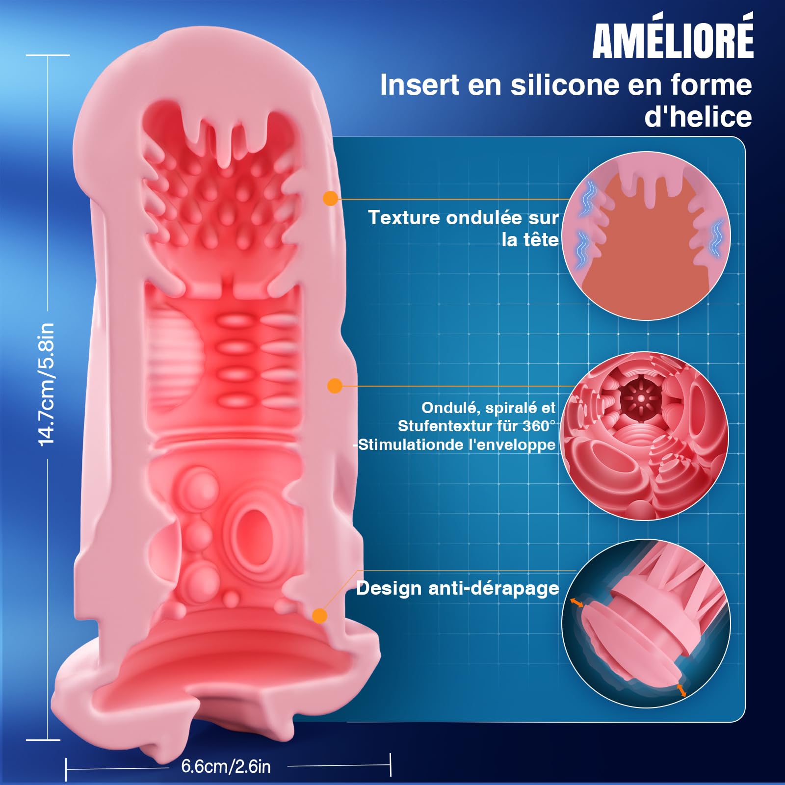 Masturbateurs Masculins avec Chauffage À 360°Masturbateur, Sextoyse Homme Sex 5 Modes Télescopiques Intenses, Sex Toyspour Pour Homme Revêtement Interne Et Amovible App Masturbeuse Homme VIJISA