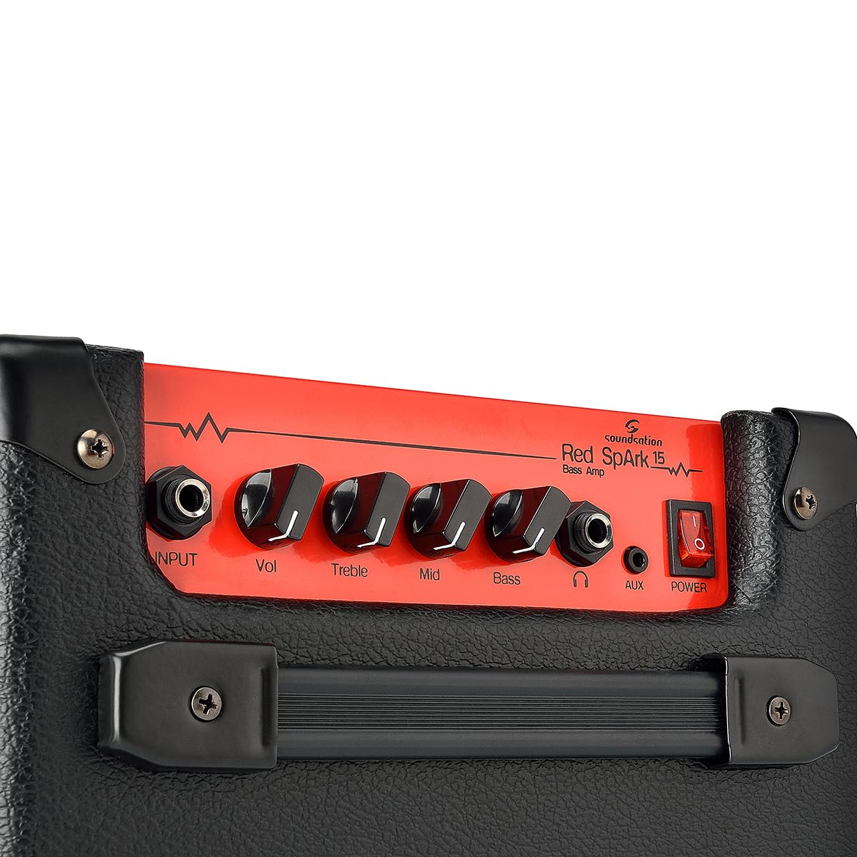 Soundsation Red Spark 15, Amplificatore per Basso 15W, Mini Combo con Controlli EQ, Aux In e Uscita Cuffie