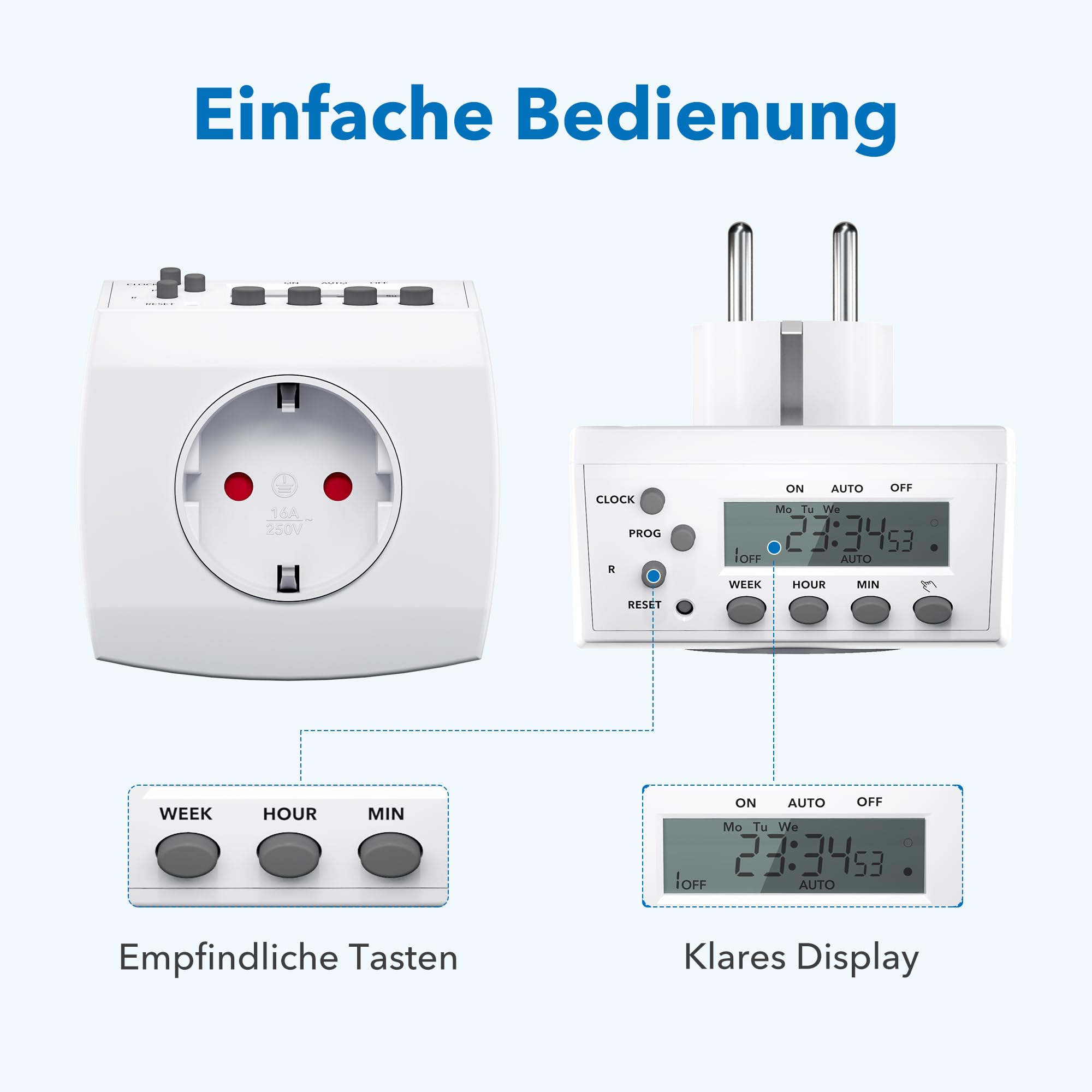 HBN Digitale Zeitschaltuhr 2er Set Wochenzeitschaltuhr mit Heizmatte 2er Set für Sämling und Samen, 17.5W