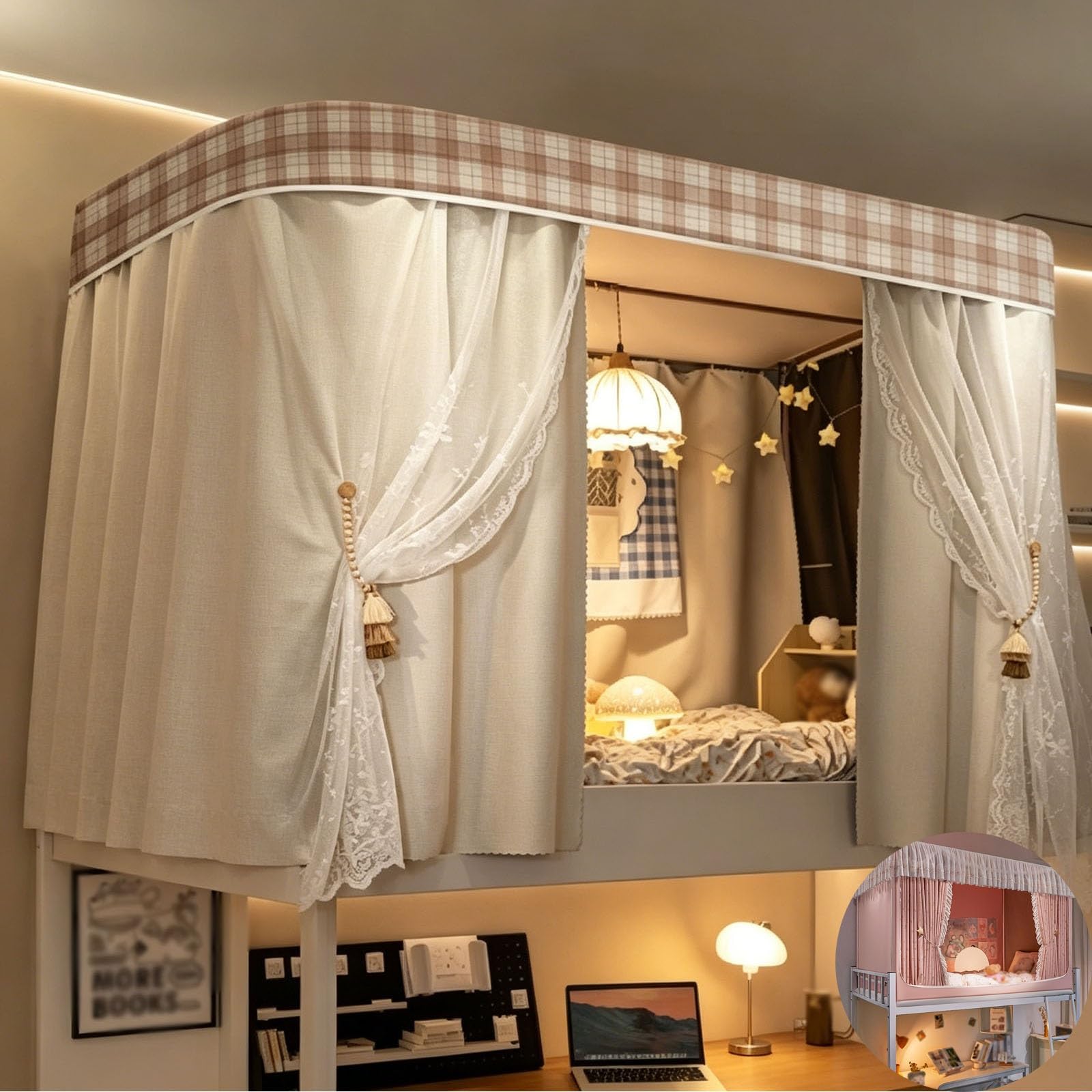 Cortinas para litera opacas que aíslan la luz y la falta de espacio en residencias