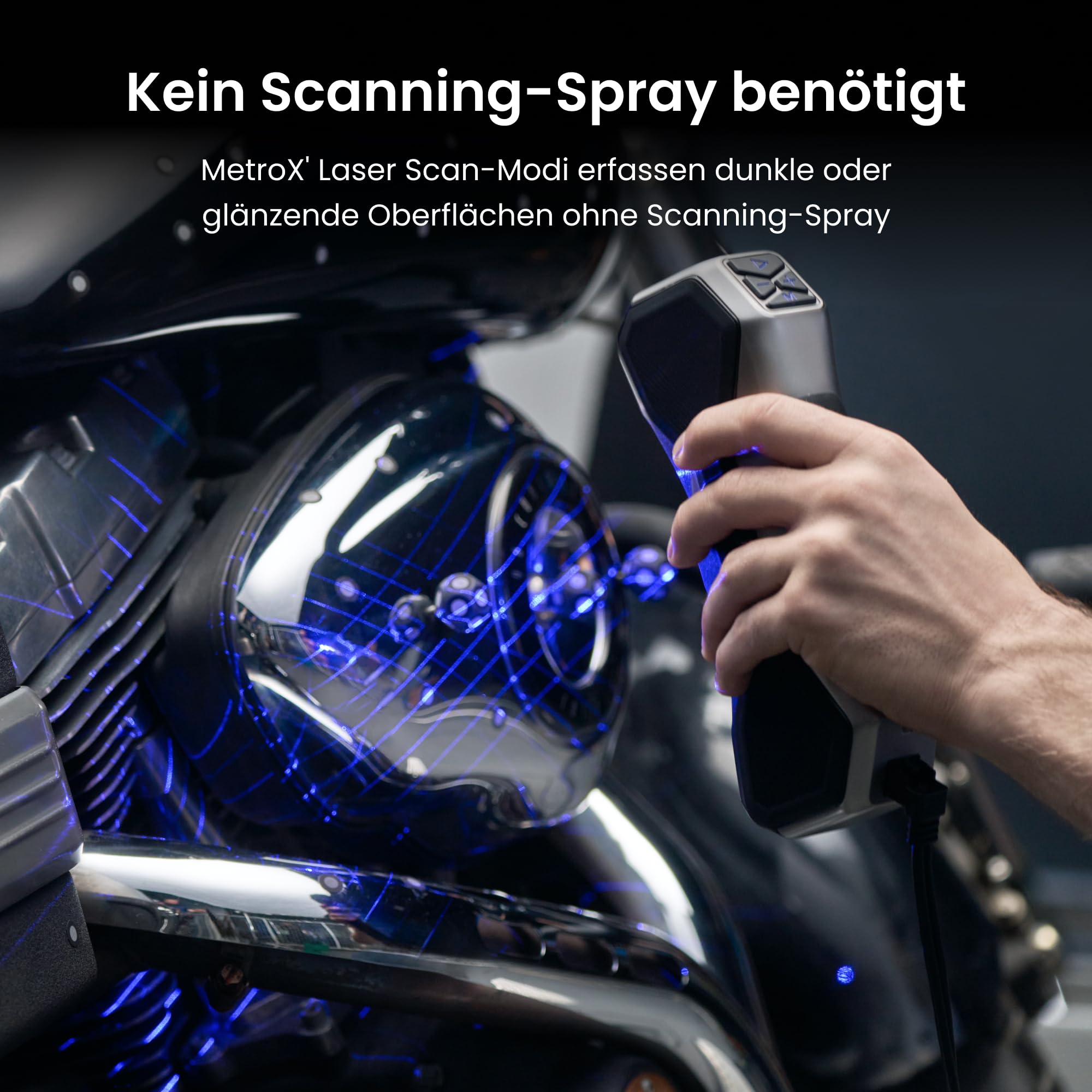 Revopoint MetroX 3D Scanner für 3D-Druck, bis zu 0,01mm Präzision, Genauigkeit Metrologischer Qualität, Blaulaser, Bis zu 60 fps, 4 Scan Modi, Scannen metallischer/dunkler Objekte, Standard