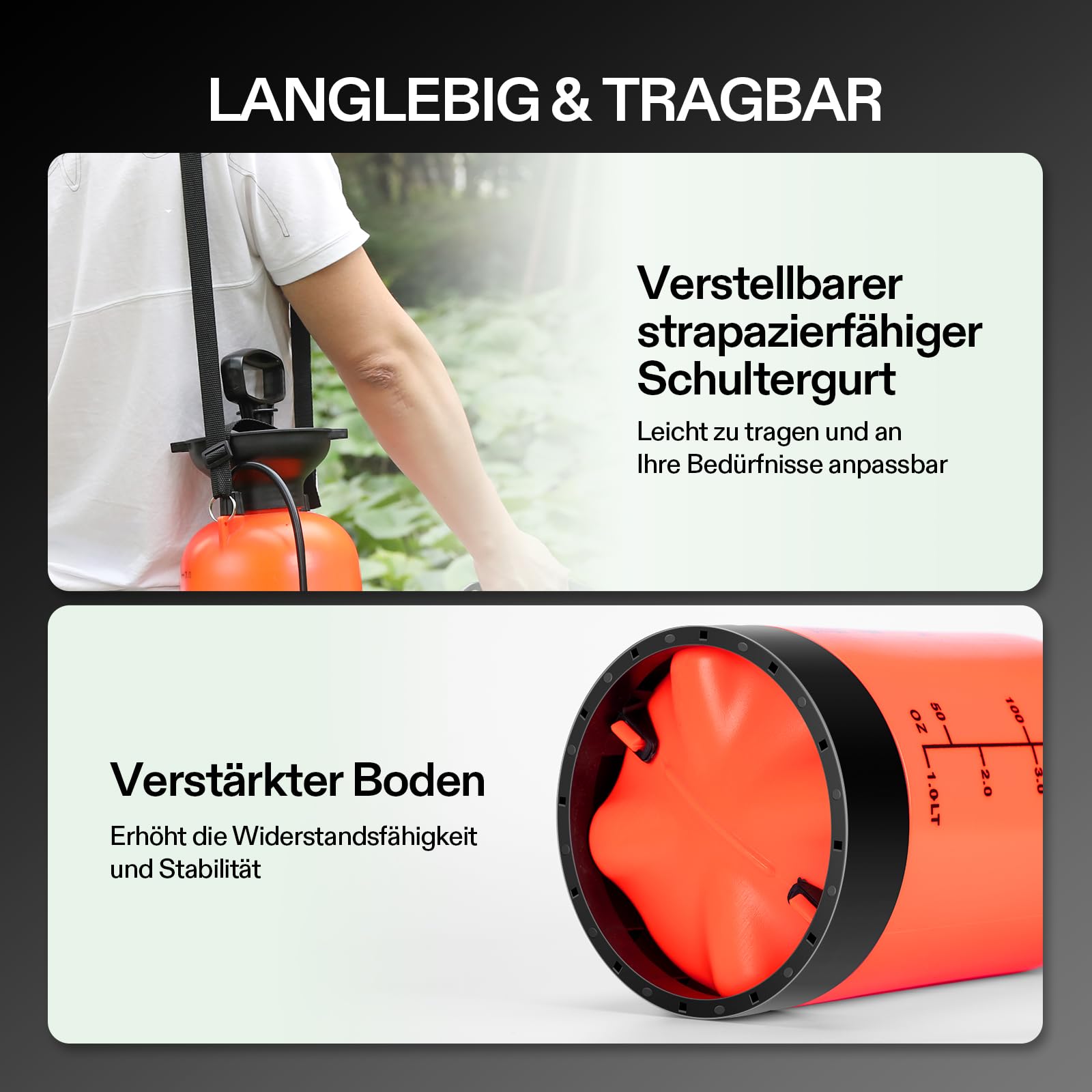 VIVOSUN Drucksprüher 8L Gartenspritze mit Verstellbarer Düse und Trageriemen, Sprühflasche Pumpsprüher mit Sicherheitsventil für Pflanzen Garten Rasenpflege und Haushaltsreinigung, Orange
