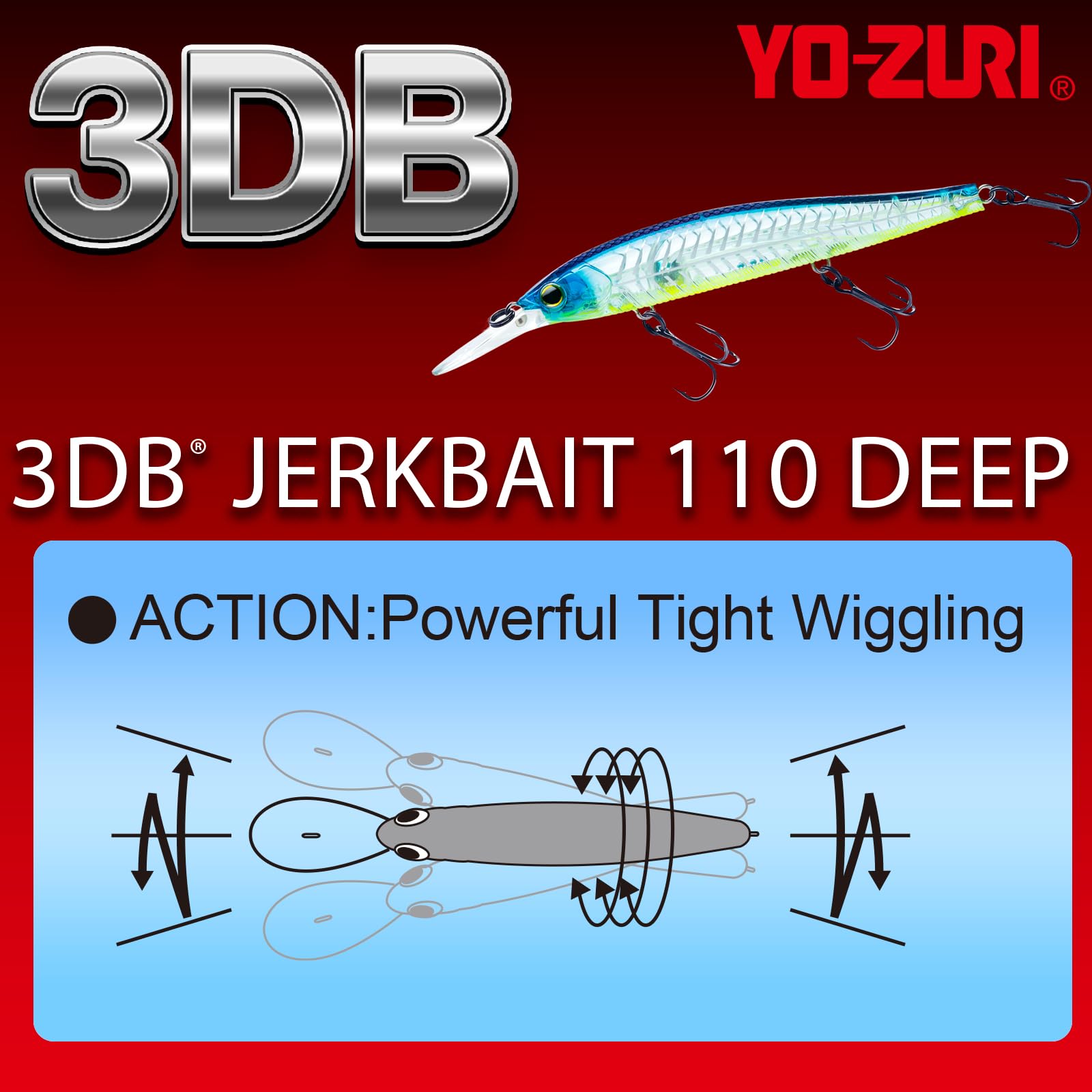Leurre Yo Zuri Duel 3DB Jerkbait Deep 110 – Suspendant, 110mm, 16.5g, R1372-GSPC
