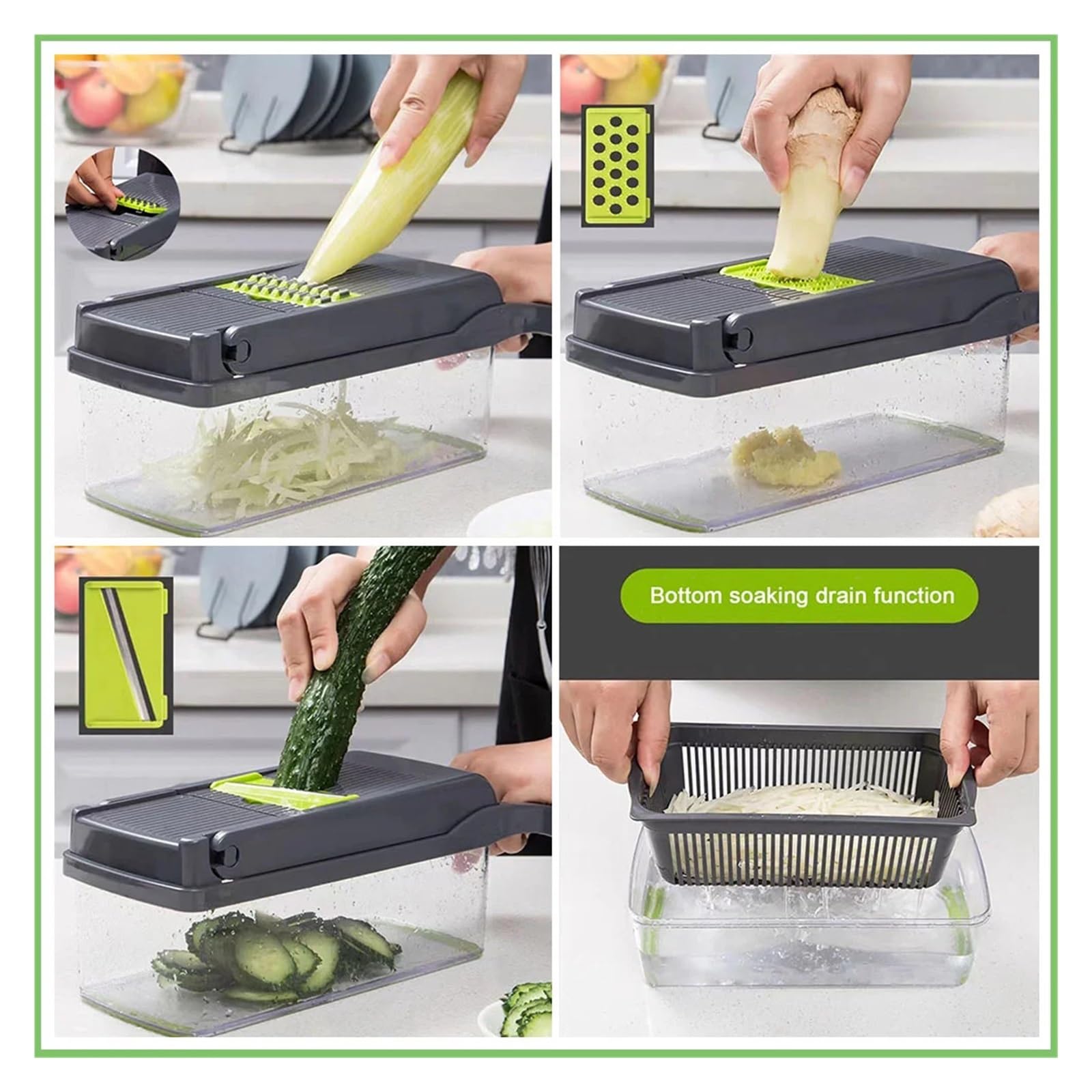 Multifunktionale Würfelklingen, Slicer, Schredder, Obstschäler, Kartoffel, Käse, Abfluss, Reibe, Zerkleinerer, kompatibel mit Küchenutensilien(C)